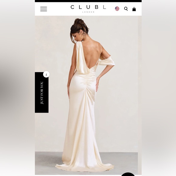 Club L London Dresses & Skirts - Club L London Cream Draped Back Evening Dress